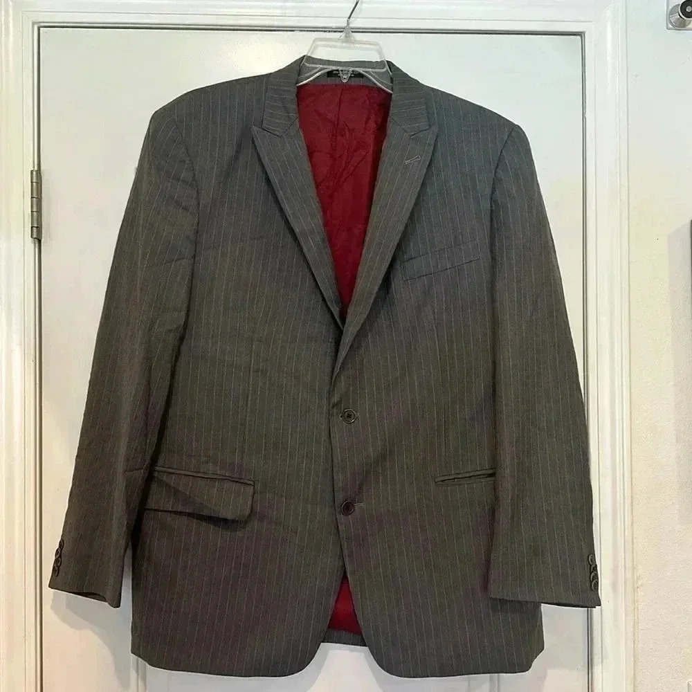 John Varvatos USA Gray Pinstriped Blazer Jacket Sz 46
